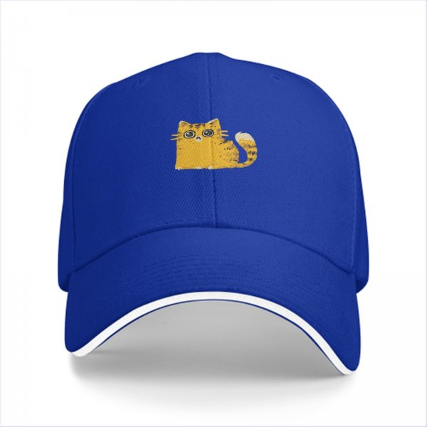 Black Baseball Cap With Cute Worried Orange Tabby Cat Graphic