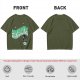 Olive green graphic t-shirt with 'Scandalacious' print and witch hat design