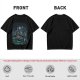 Olive Green T-Shirt With Night Graveyard Cat Illustration
