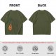 Olive Green T-Shirt with Lute and Botanical Graphic Print