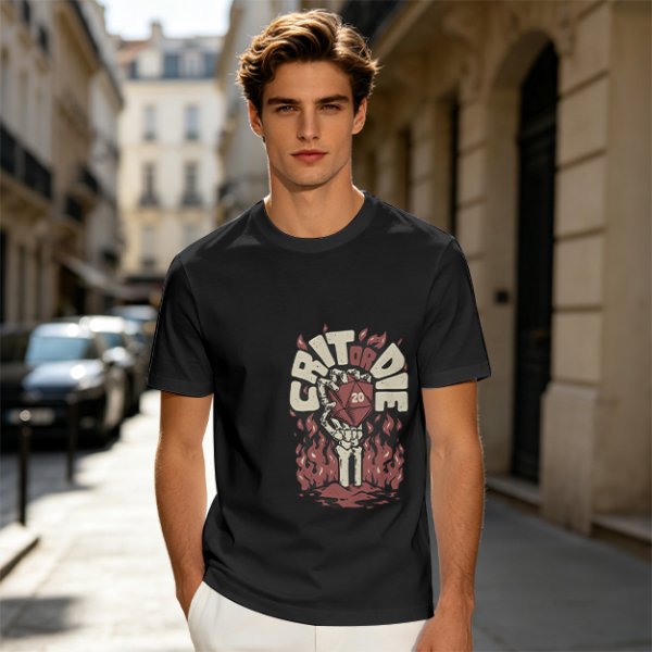 Olive Dungeons and Dragons Crit or Die Skeleton Hand D20 T-Shirt