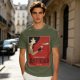 Olive t-shirt with vintage Dimitrescu red wine graphic print