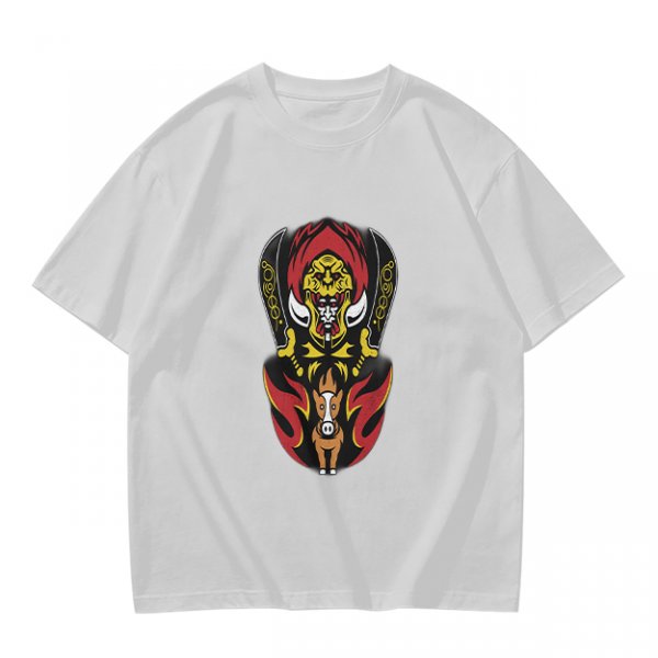 Olive T-Shirt with Tribal Warrior Mask and Horse Graphic Print