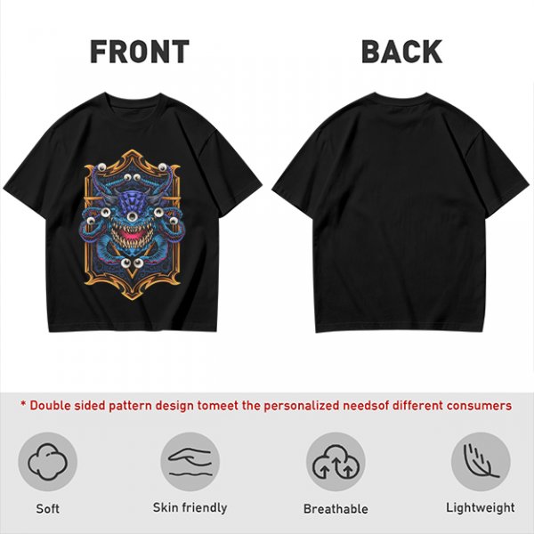 Olive T-Shirt With Fantasy Beholder Monster Graphic Print