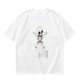Olive green t-shirt with cute cartoon skeleton graphic