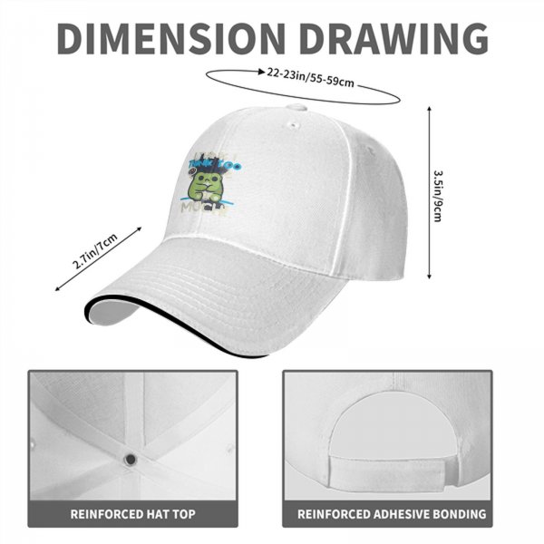 Black baseball cap with 'I think I think too much' anxious frog graphic