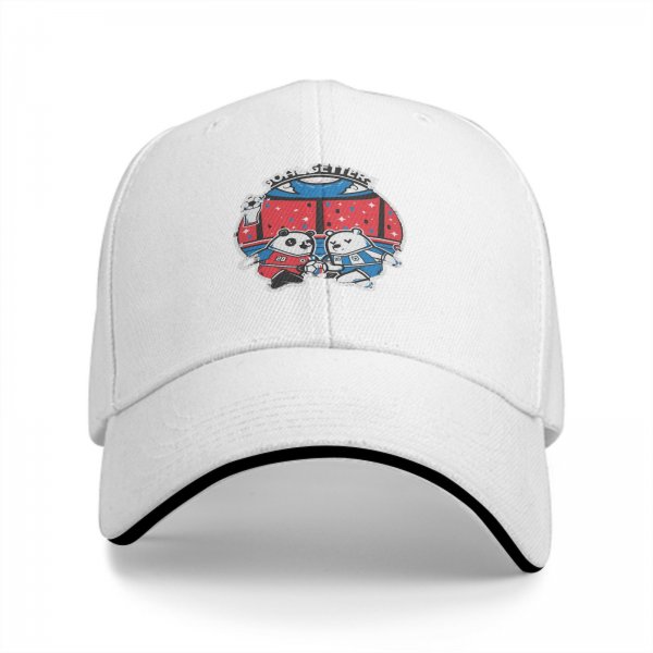 Black baseball cap with soccer panda and bear 'Goal Getters' graphic