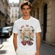 Olive T-Shirt With Cat Sushi Chef Juggling Sushi Print
