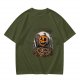 Olive Halloween Skeleton Pumpkin Graphic T-Shirt