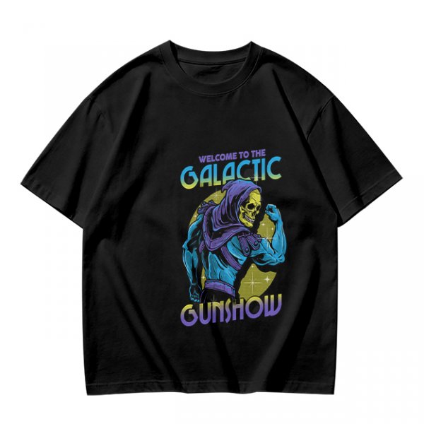 Olive T-shirt with Galactic Gunshow Skeleton Graphic Print