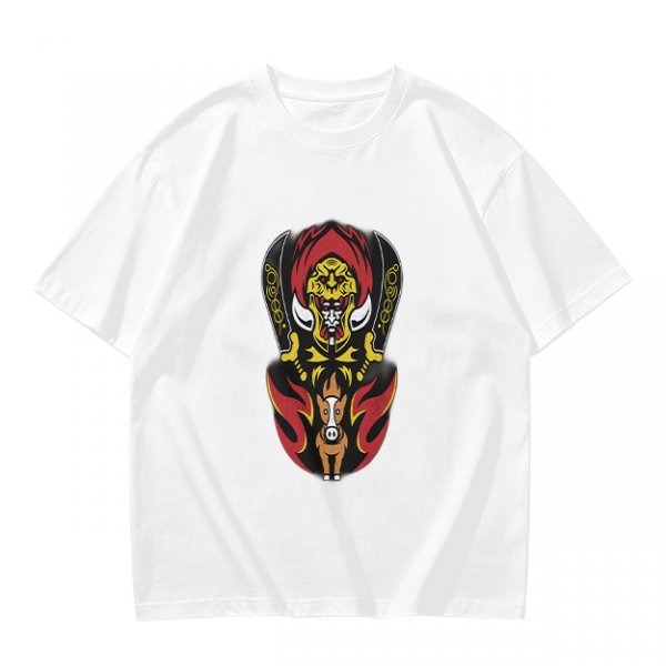 Olive T-Shirt with Tribal Warrior Mask and Horse Graphic Print