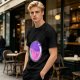 Olive T-shirt with Sleeping Cats in Colorful Bubble Graphic