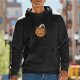 Black Hoodie With Halloween Pumpkin Monster Graphic Print