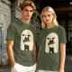 Olive T-Shirt With Ghost Holding Black Cat Graphic