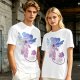 Olive T-Shirt With Whimsical Winged Creature Art Print