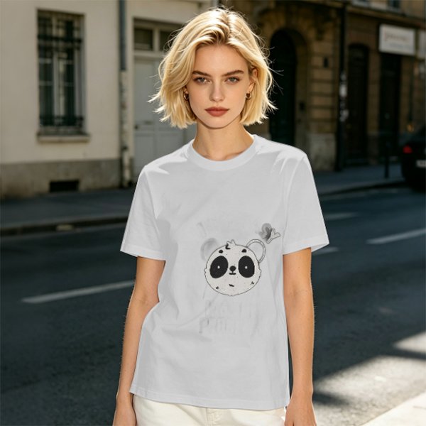 Olive Green T-Shirt With Cute Panda Bomb Graphic Print