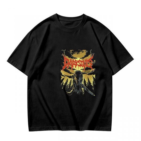 Olive graphic t-shirt with Dark Souls metal-style print