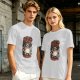 Olive graphic t-shirt with nervous raccoon and 'all of my systems nervous' text
