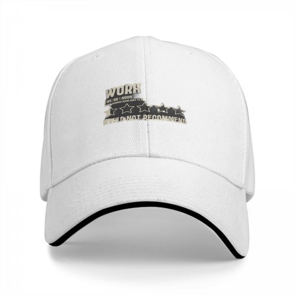 Black baseball cap with funny work would not recommend five star rating print
