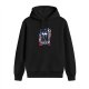 Black hoodie with anime-style mountain and figure graphic print
