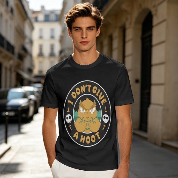 Owl giving middle finger funny graphic olive green t-shirt