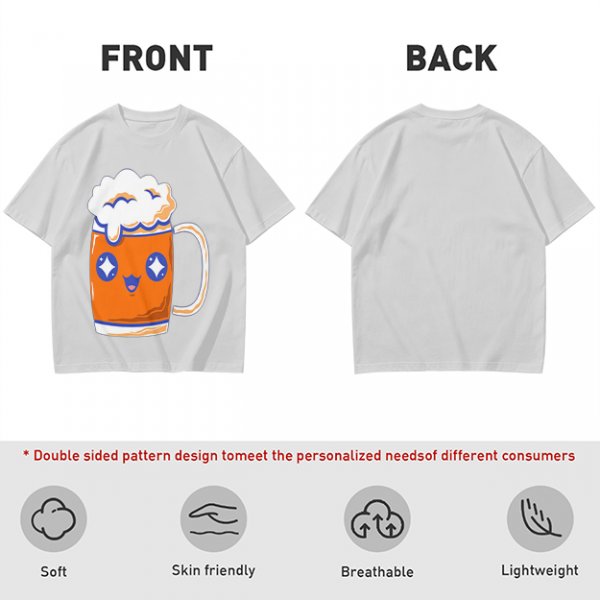 Olive T-Shirt With Cute Kawaii Beer Mug Graphic