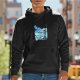 Black hoodie with blue slime and jar graphic print