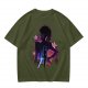 Olive t-shirt with neon star wars style female silhouette print