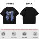Olive T-Shirt With Blue Fantasy Animal Heads Graphic Print