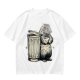 Olive Green T-Shirt With Raccoon Standing Next To Trash Can Graphic
