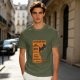 Olive T-Shirt with Cat-Themed Rock Band Concert Poster Print