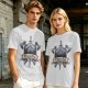 Olive T-Shirt With Viking Mountain Axe Sword 'Roll Your Fate' Print