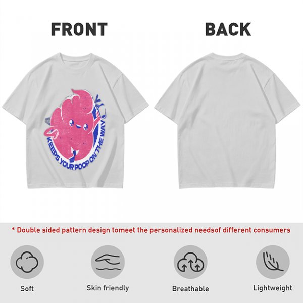 Olive T-Shirt With Funny Colon Graphic 'Keeps Your Poop On The Way' Print