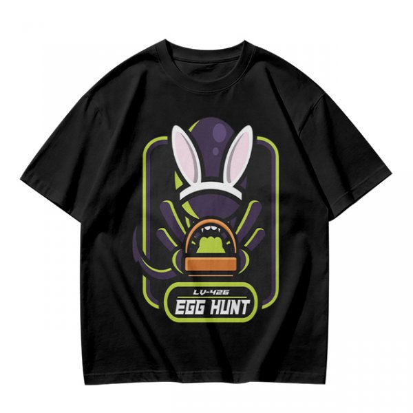Olive T-Shirt With Alien Bunny Ears Egg Hunt Graphic