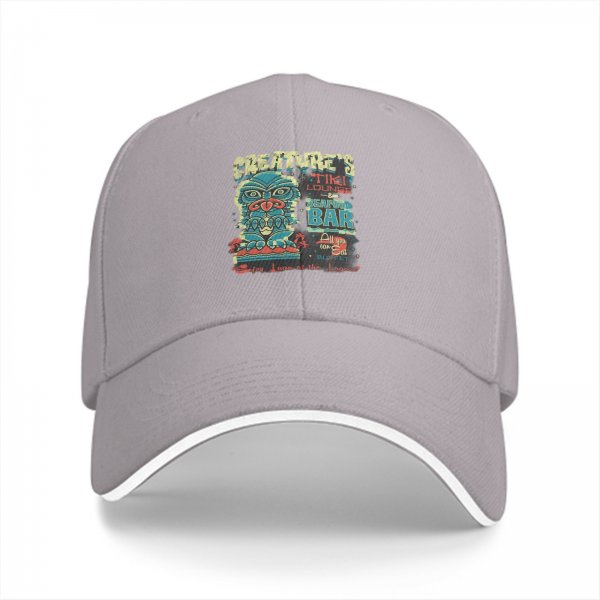 Black baseball cap with Creature's Tiki Lounge Seafood Bar graphic