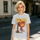 Olive green t-shirt with whimsical miso character graphic print