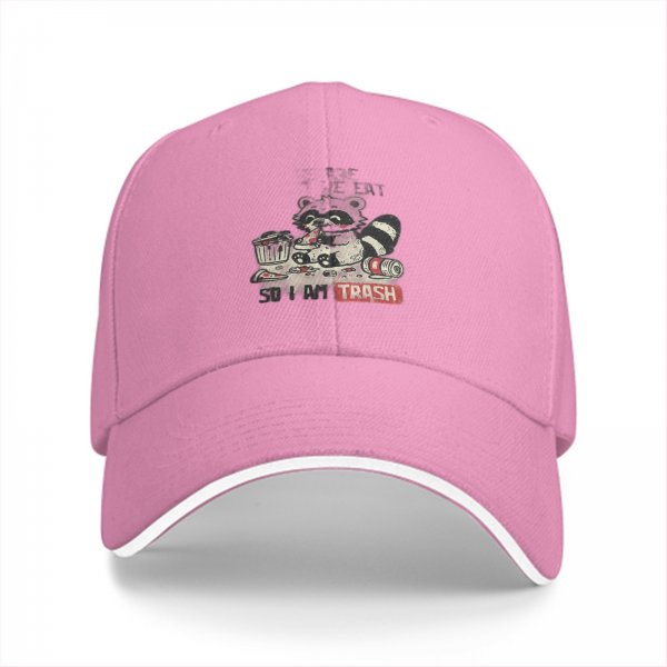 Black Baseball Cap With Raccoon Trash Graphic And Text