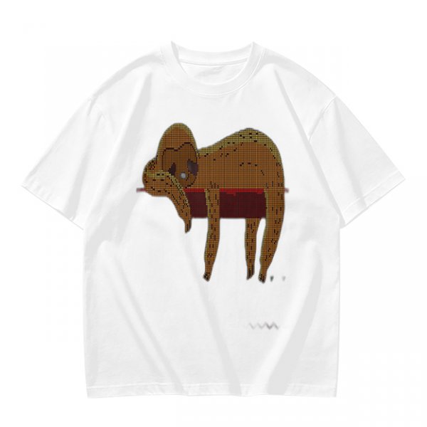Olive Green T-Shirt with Sleeping Sloth Graphic Print
