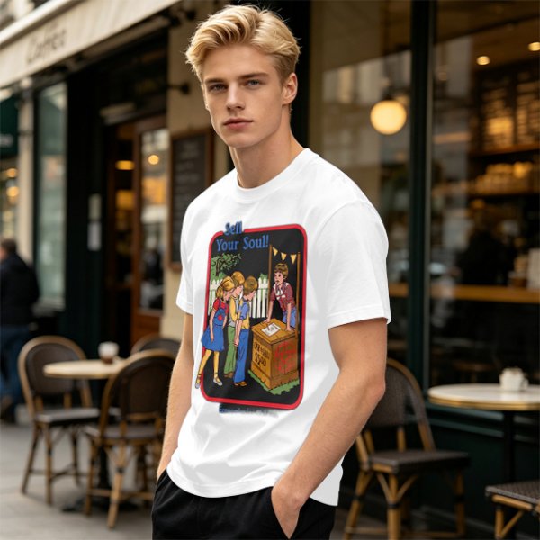 Olive graphic t-shirt with 'Sell Your Soul' kids stand print
