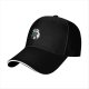 Black baseball cap with cute raccoon holding a decorated Christmas tree