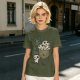 Olive T-shirt with Kodama Tree Spirits in Pocket and Leaves Print