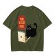 Black cat typing on laptop with 'Purr My Last Email' graphic t-shirt