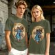 Olive T-Shirt With Fantasy Wizard Character Graphic Print