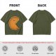 Olive T-Shirt With Pac-Man Style Pumpkin Pie Graphic