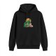 Black Hoodie With Fantasy Castle And Character Graphic Print