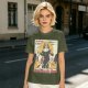 Olive T-shirt with Nunchuck Nun Action Graphic Print
