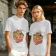 Olive T-shirt with Chibi Anime Characters in Takeout Box