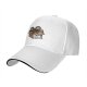 Black baseball cap with three sloths in a box that says adopt a sloth