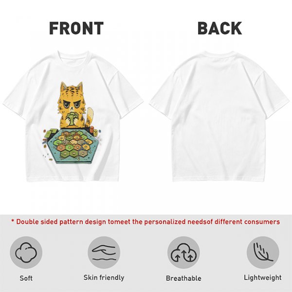 Grumpy Orange Cat Playing Settlers of Catan Board Game T-Shirt