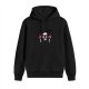 Black hoodie with spooky skeleton rock hand graphic